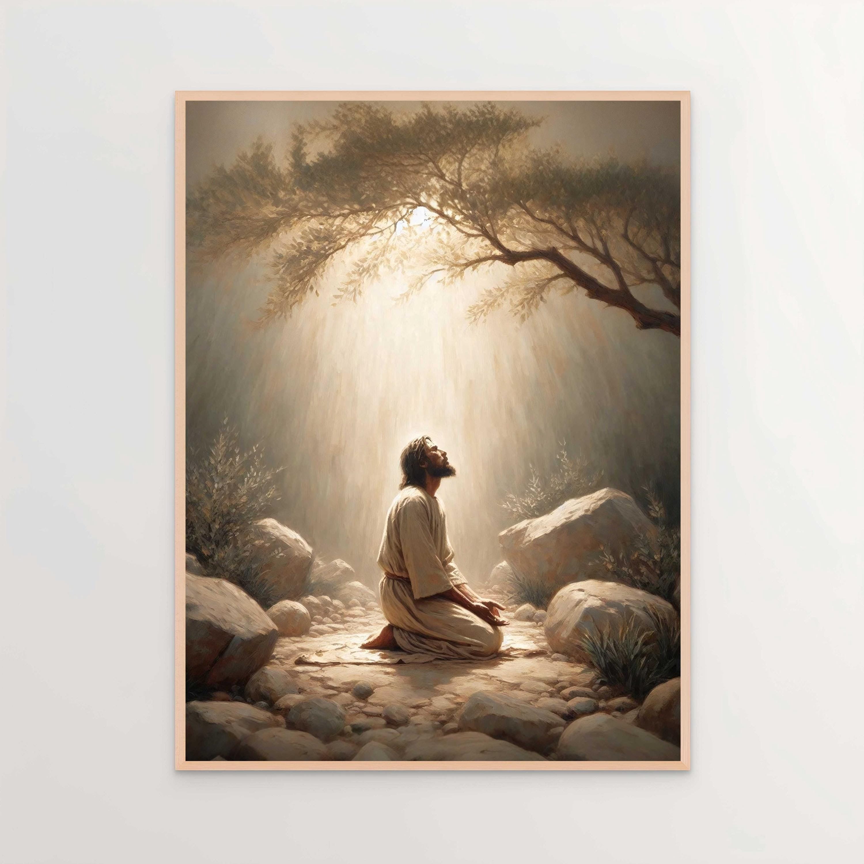 Garden of Gethsemane Poster, Picture of Jesus Praying, Bible Art Poster, Jesus Poster