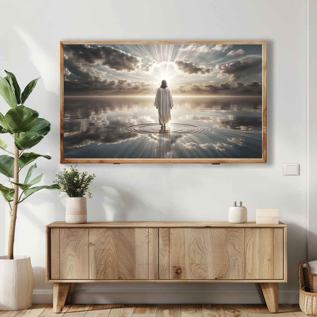 Christian Jesus Walking on Water Poster, Spiritual Wall Art Print, Faith Home Decor, Inspirational Christian Gift, Religious Artwork for Living Room