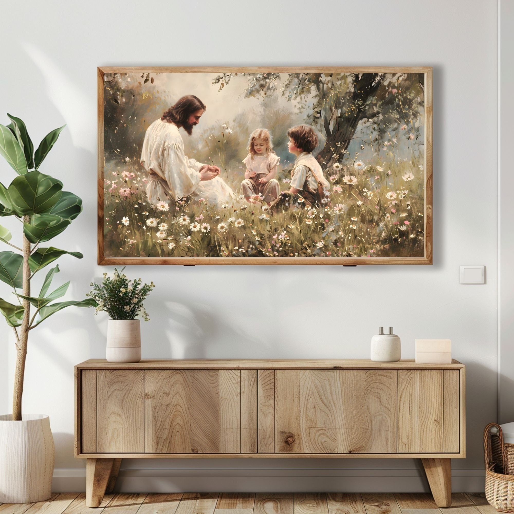Jesus Christ Teaching Children, Child of God, Peace in Christ, Christian Religious Printed Art, Christian Home Decor