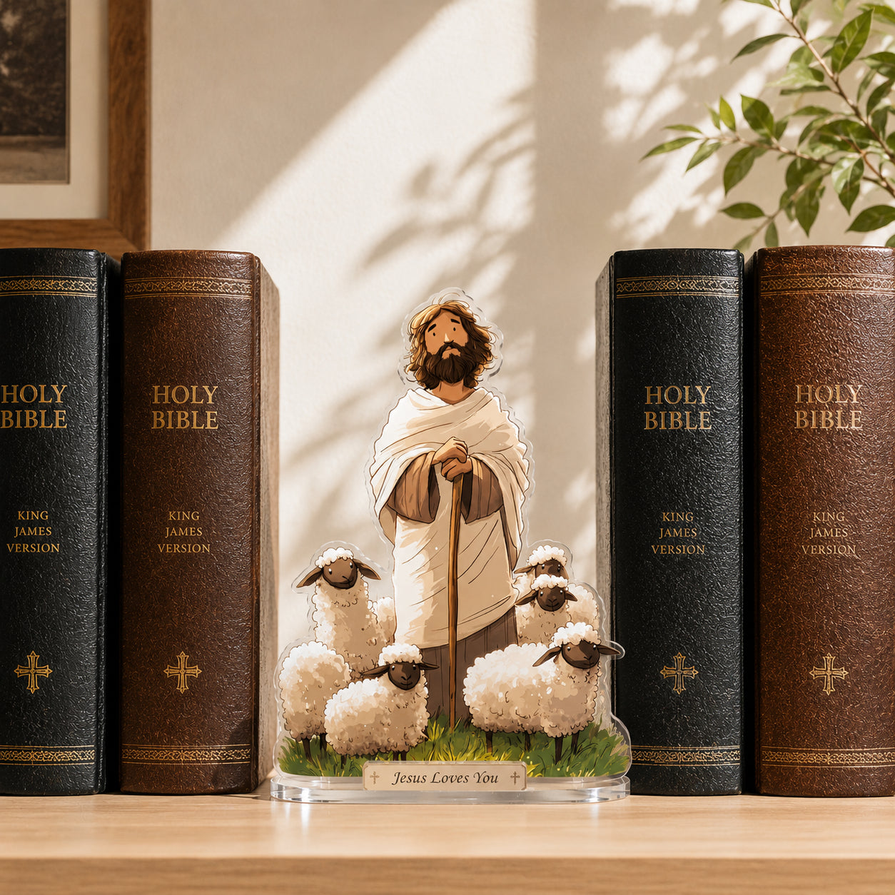 Christian Lamb Bookend, Jesus Lamb Acrylic Bookend Standee, Christian Bookshelf Decor, Religious Gift ABBD11
