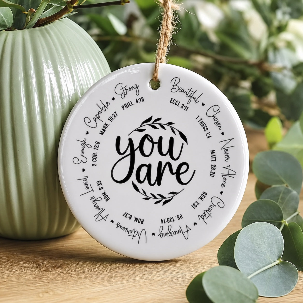 Christian Ceramic Ornament, Bible Verse Ornament, Christmas Keepsake CRMO12