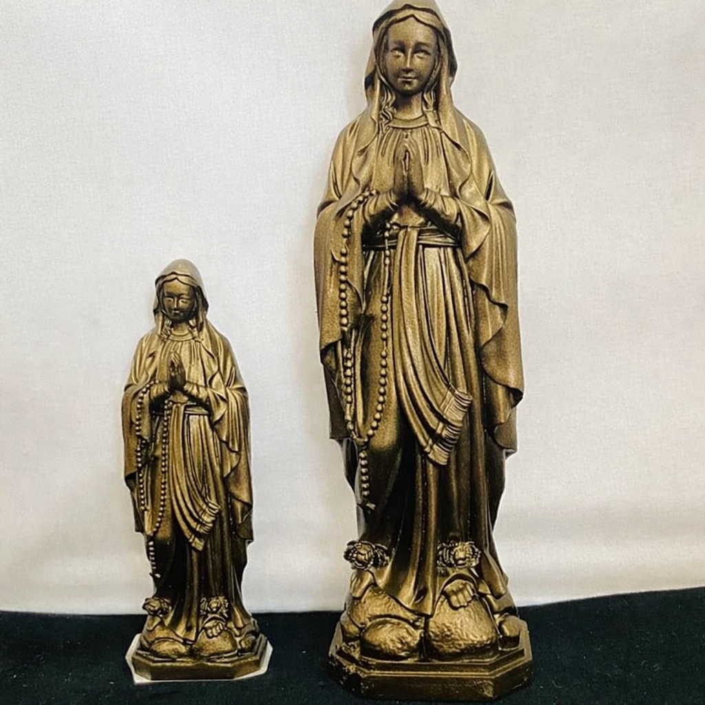 Our Lady of Lourdes Statue, Catholic Car Decor, Mini Religious Figurine 10cm 15cm, Christian Devotional Gift, Catholic Gift for Car Dashboard