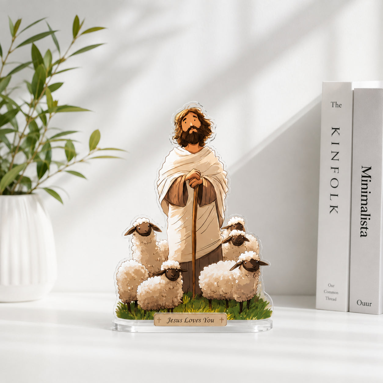 Christian Lamb Bookend, Jesus Lamb Acrylic Bookend Standee, Christian Bookshelf Decor, Religious Gift ABBD11