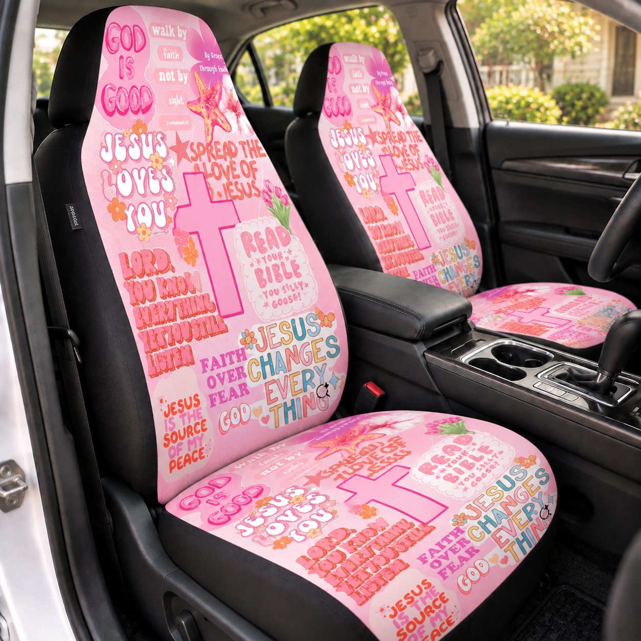 Christian Car Seat Covers, Jesus Bible Verse Auto Seat Cover, Faith Inspired Car Accessories, Religious Gift CARSC12