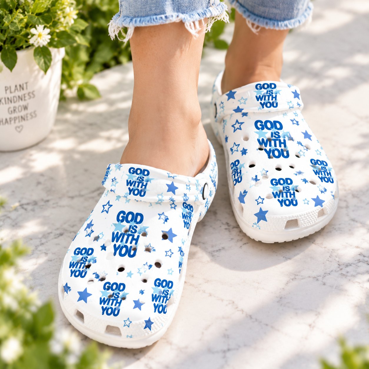 Faith Christian Clog Shoes, Blue Christian Stars Slip On Clogs, Christian Gift, Kid Adult Comfort Shoes CLOGS35