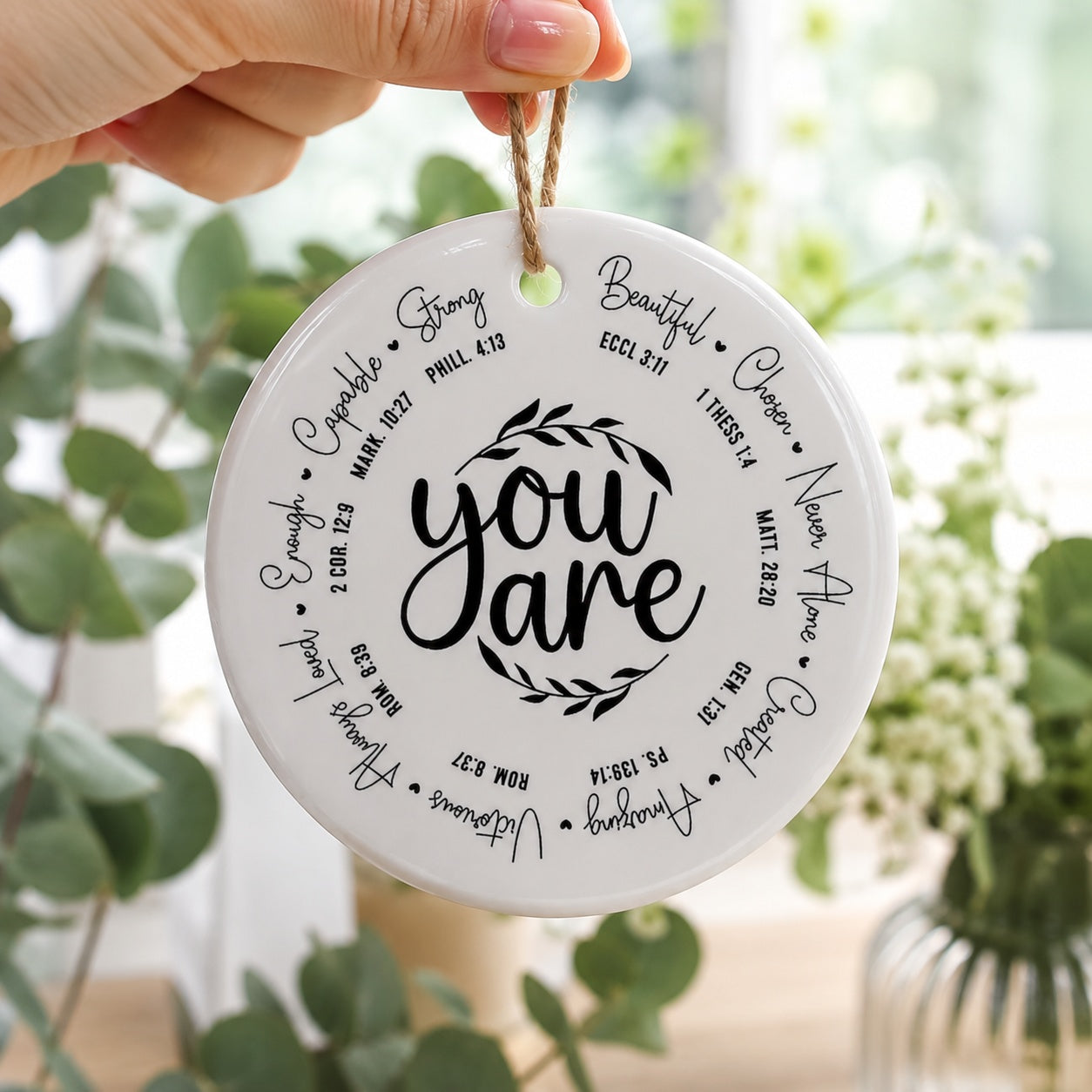 Christian Ceramic Ornament, Bible Verse Ornament, Christmas Keepsake CRMO12