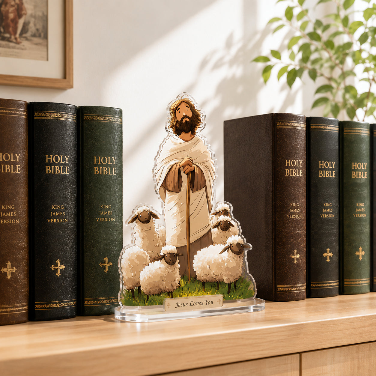 Christian Lamb Bookend, Jesus Lamb Acrylic Bookend Standee, Christian Bookshelf Decor, Religious Gift ABBD11