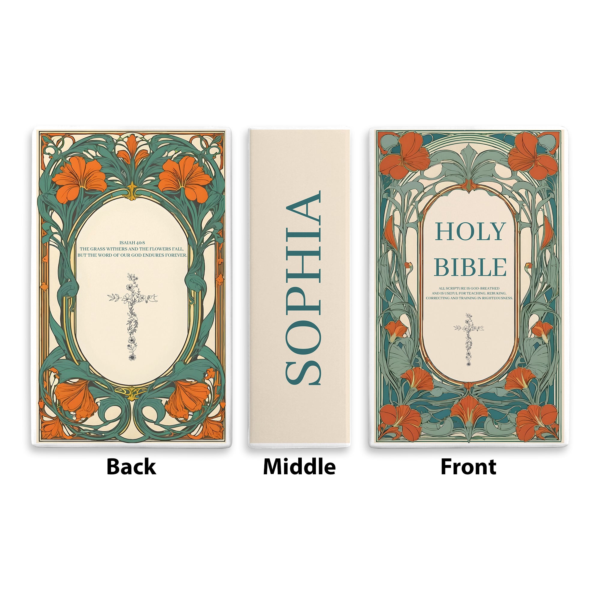 Personalized Holy Bible Vase, Ceramic Floral Book Decor with Scripture Verse, Bible Verse Book Shaped Flower Vase CBLAF13