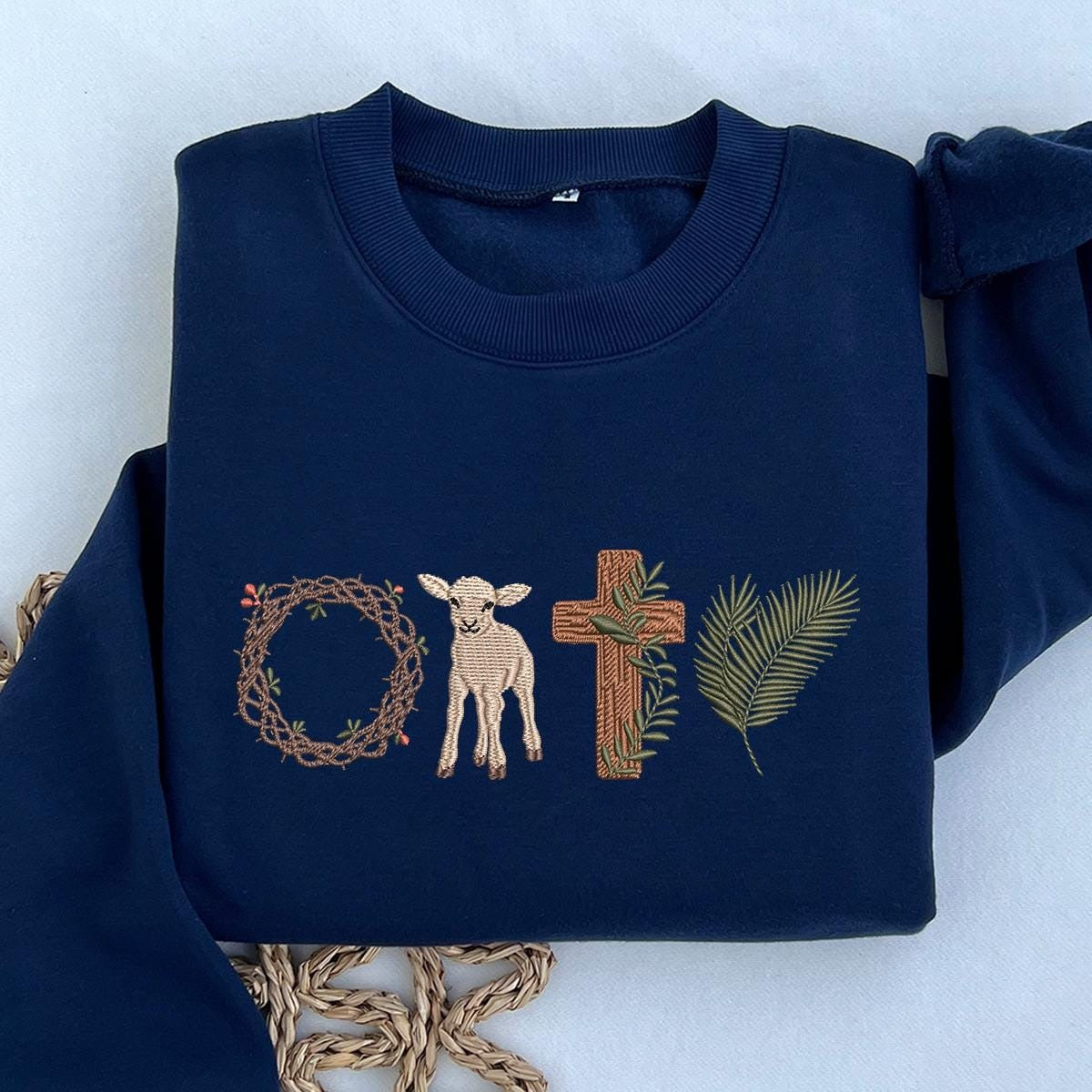 Embroidered 'He Is Risen' Design, Christian Easter Cross Embroidery Design, Christian Sweatshirt, Bible Sweatshirt, Aesthetic Sweatshirt, Christian Apparel