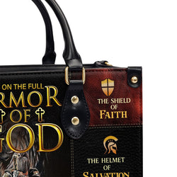 Personalized Christian Leather Handbag, Armor of God Purse with Name, Ephesians 6:10-18 Faith Tote Bag, Religious Gift for Women BLAF25