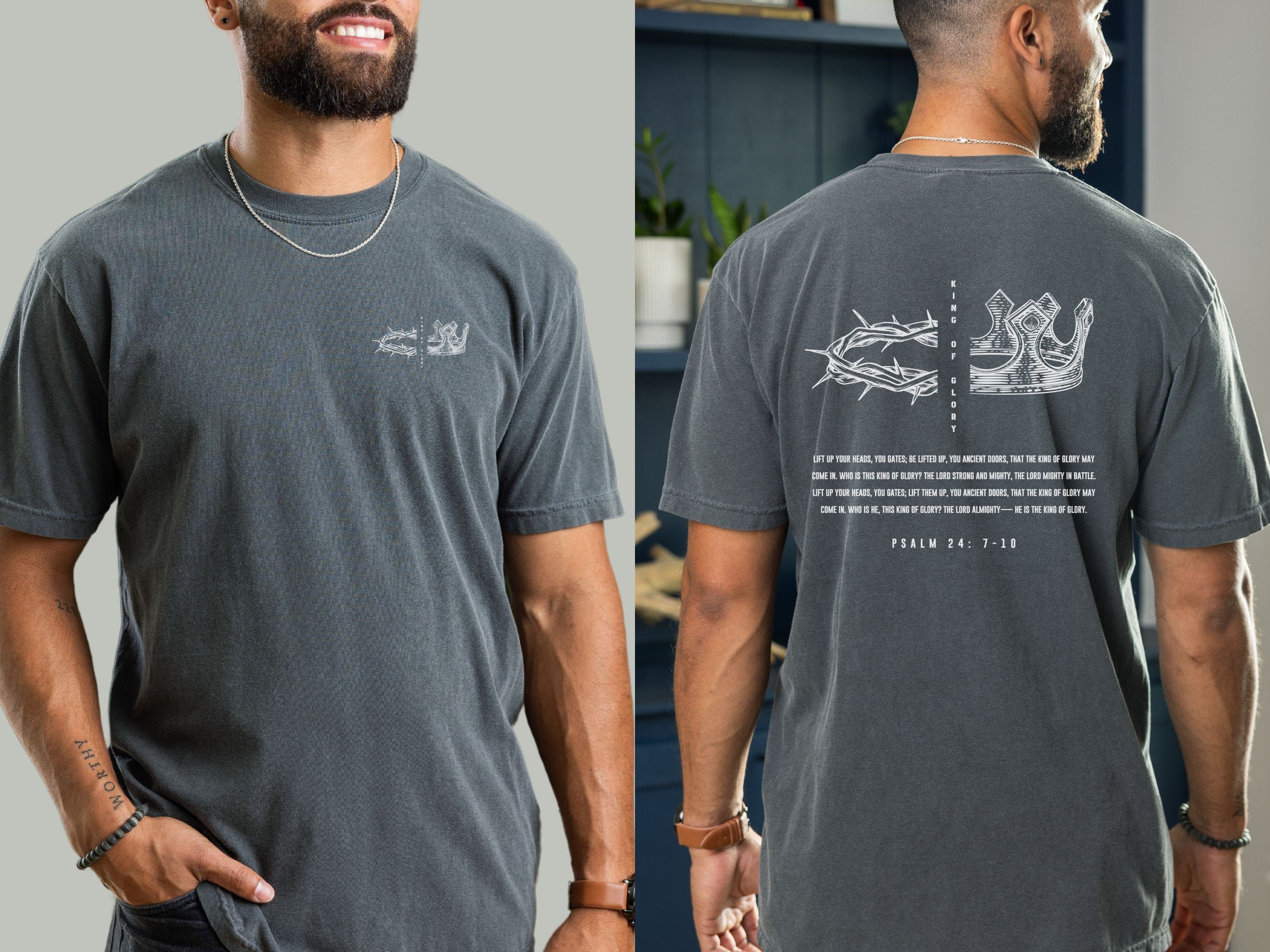 Men's Christian King of Glory Shirt, Fathers Day Christian Gifts, Psalm 24 Comfort Color Shirt, Christian Shirts for Men, Christian tshirt