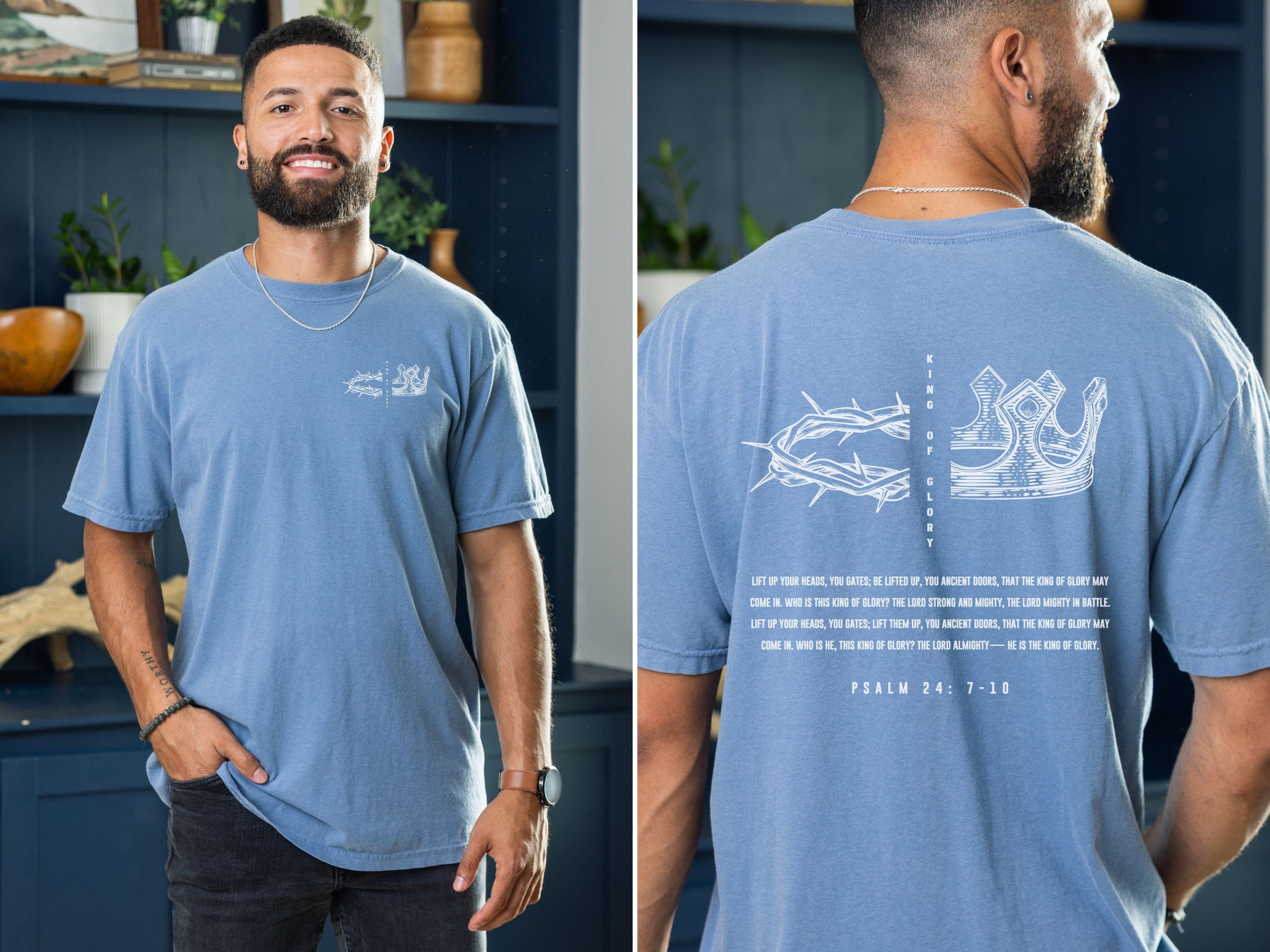 Men's Christian King of Glory Shirt, Fathers Day Christian Gifts, Psalm 24 Comfort Color Shirt, Christian Shirts for Men, Christian tshirt