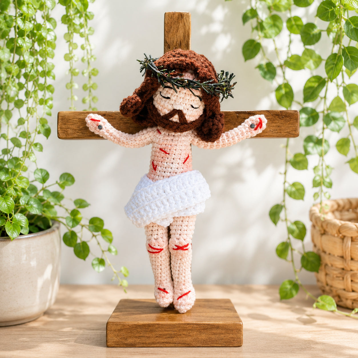 Handmade Crochet Crucifix Jesus – Jesus on the Cross, Jesus Crochet Doll, Religious Gift for Ordination, First Communion, Baptism, Confirmation and Home Altar Decor CR09