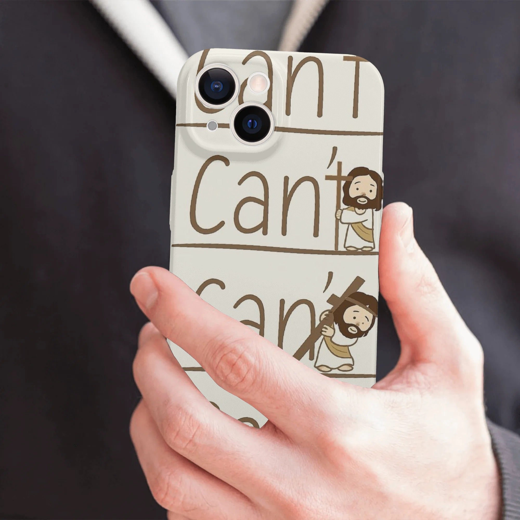 Christian iPhone Case, I Can’t I Can Jesus Phone Case, Cute Jesus Cartoon Case, Faith Phone Cover, Religious Gift PCLAF73
