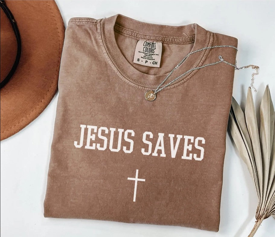 Comfort Colors® Jesus Saves Shirt, Christian Shirt, Faith Tshirt, Jesus T-shirt, Bible Verse shirt, Christian Gift, Religious Shirt