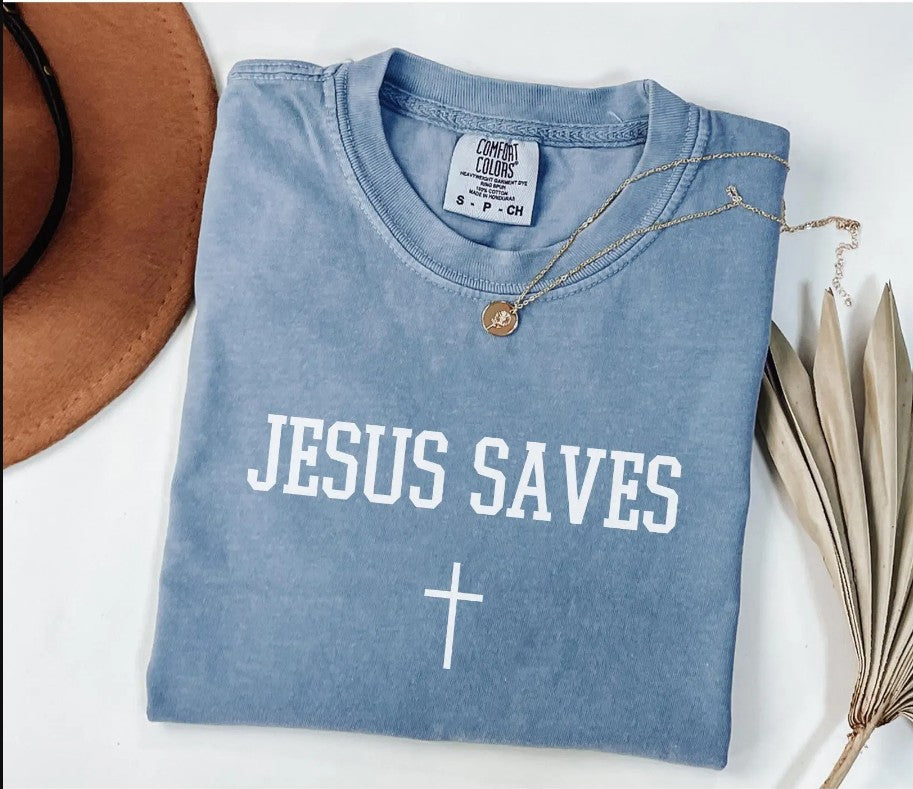 Comfort Colors® Jesus Saves Shirt, Christian Shirt, Faith Tshirt, Jesus T-shirt, Bible Verse shirt, Christian Gift, Religious Shirt