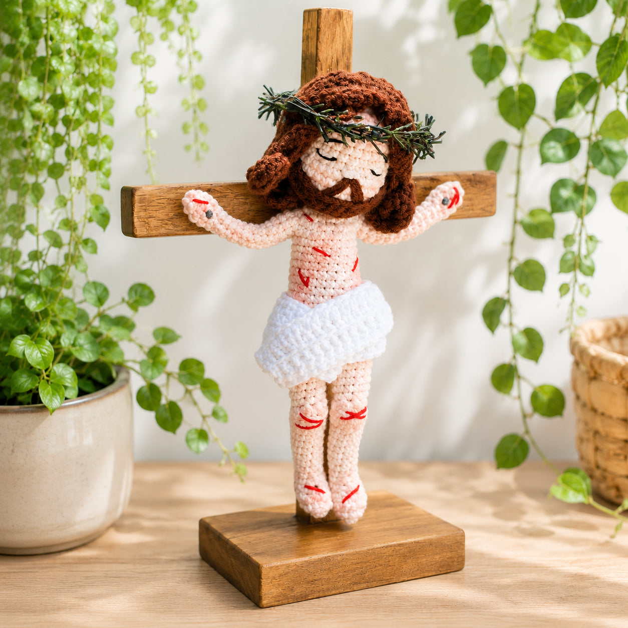 Handmade Crochet Crucifix Jesus – Jesus on the Cross, Jesus Crochet Doll, Religious Gift for Ordination, First Communion, Baptism, Confirmation and Home Altar Decor CR09