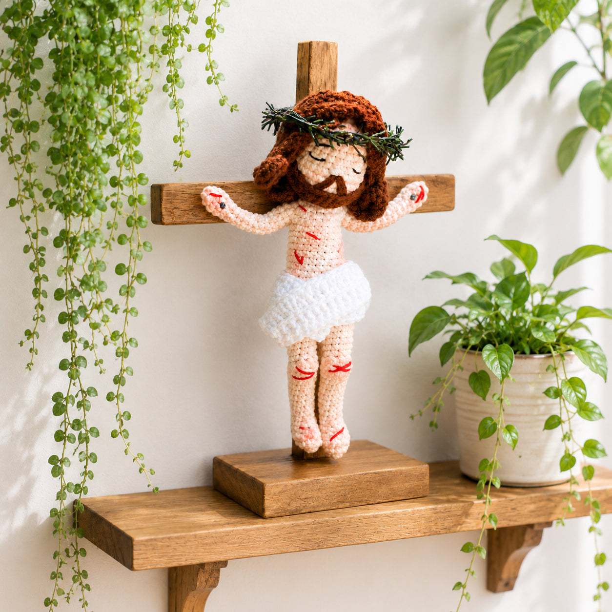 Handmade Crochet Crucifix Jesus – Jesus on the Cross, Jesus Crochet Doll, Religious Gift for Ordination, First Communion, Baptism, Confirmation and Home Altar Decor CR09