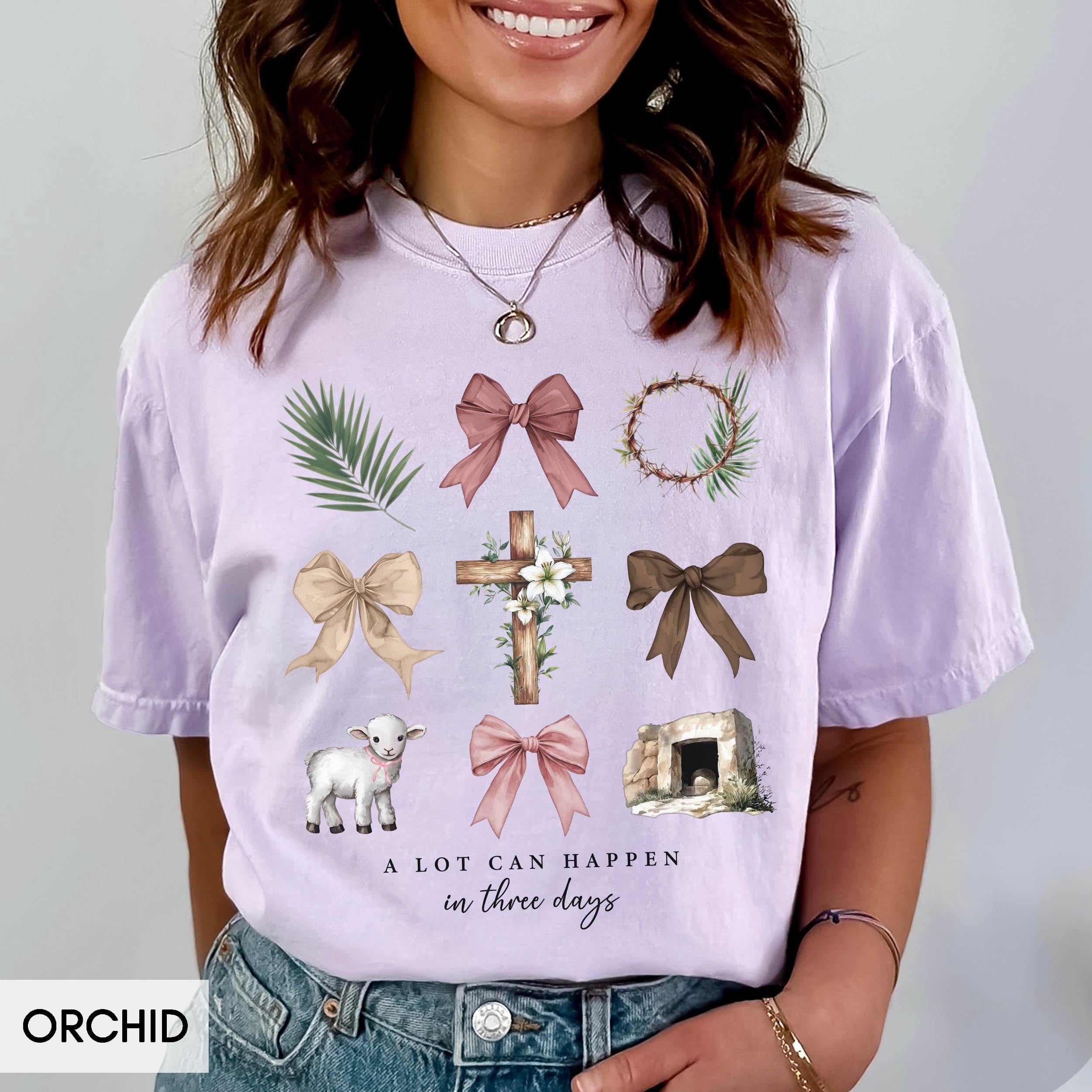 Comfort Colors® Christian Easter Shirt, A lot can happen in 3 days, Coquette Trendy bow shirt for her (Unisex) True story Bible Verse Sunday