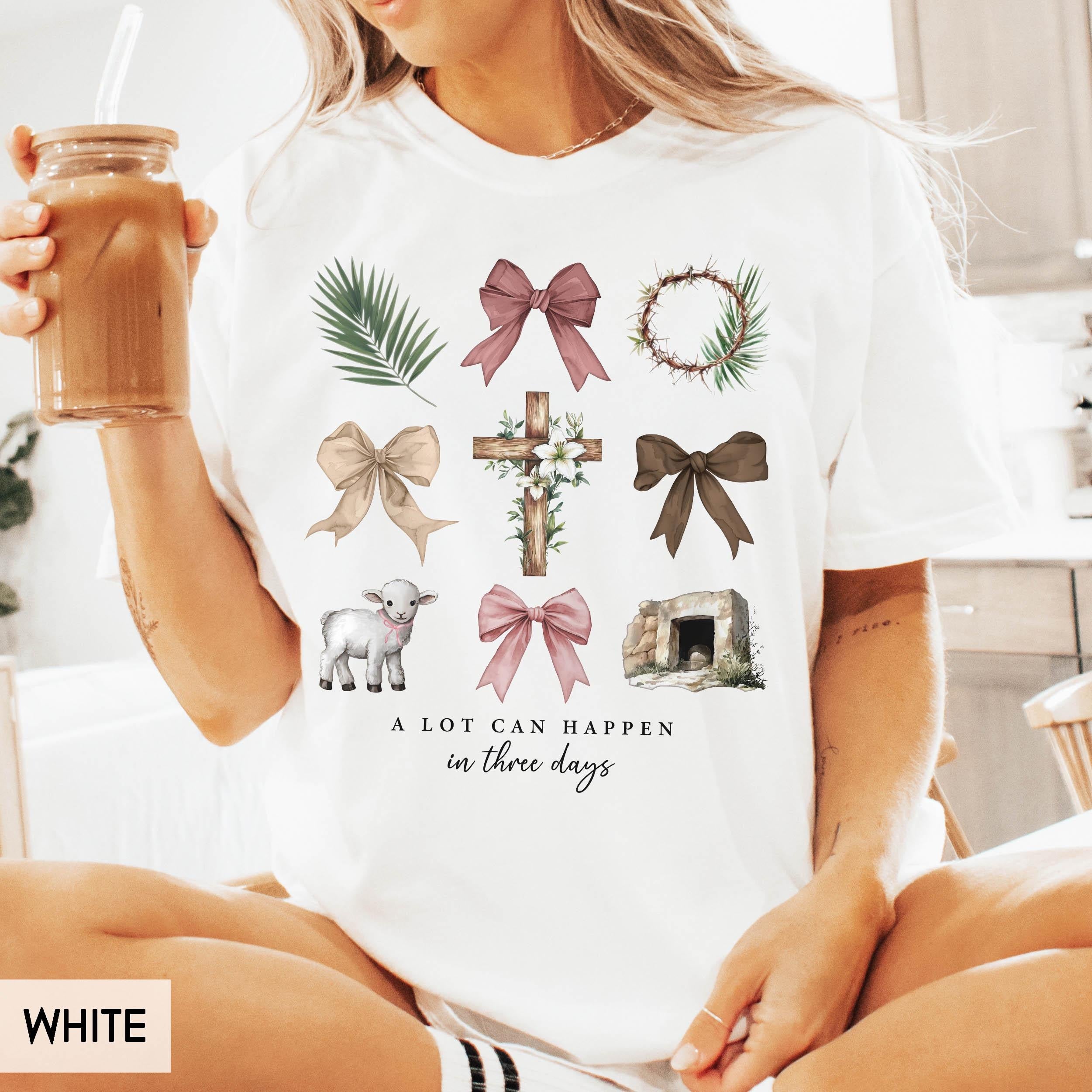 Comfort Colors® Christian Easter Shirt, A lot can happen in 3 days, Coquette Trendy bow shirt for her (Unisex) True story Bible Verse Sunday