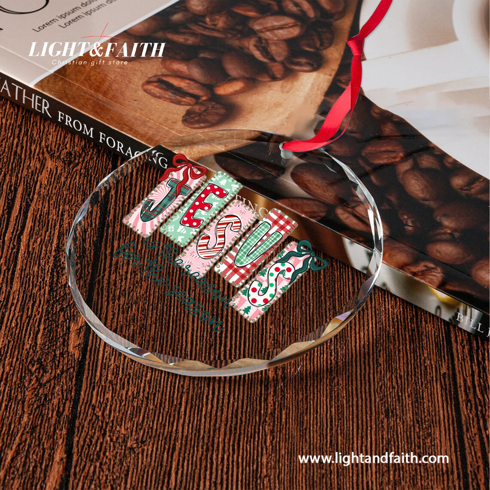 Jesus Is the Reason for the Season Heart Ornament, Christian Christmas Decoration, Faith Gift for Her, Religious Glass Ornament, Holiday Tree Decor DCLAF62