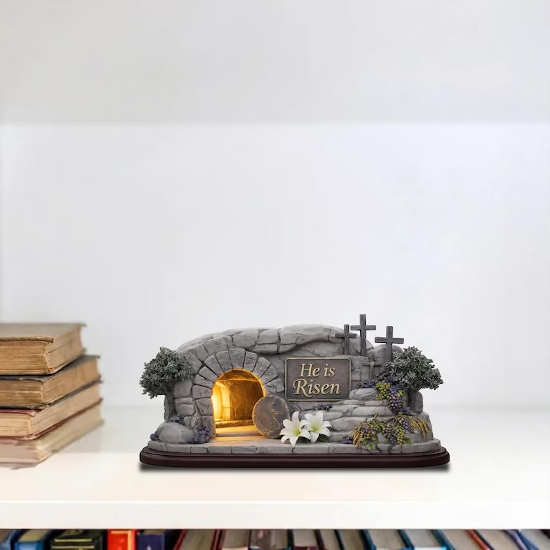 He Is Risen Easter Wooden Block Set, Empty Tomb Christian Decor, Rustic Resurrection Sign, Religious Home Display