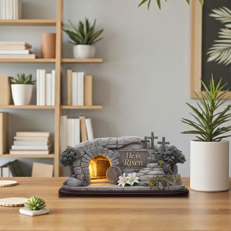 He Is Risen Easter Wooden Block Set, Empty Tomb Christian Decor, Rustic Resurrection Sign, Religious Home Display