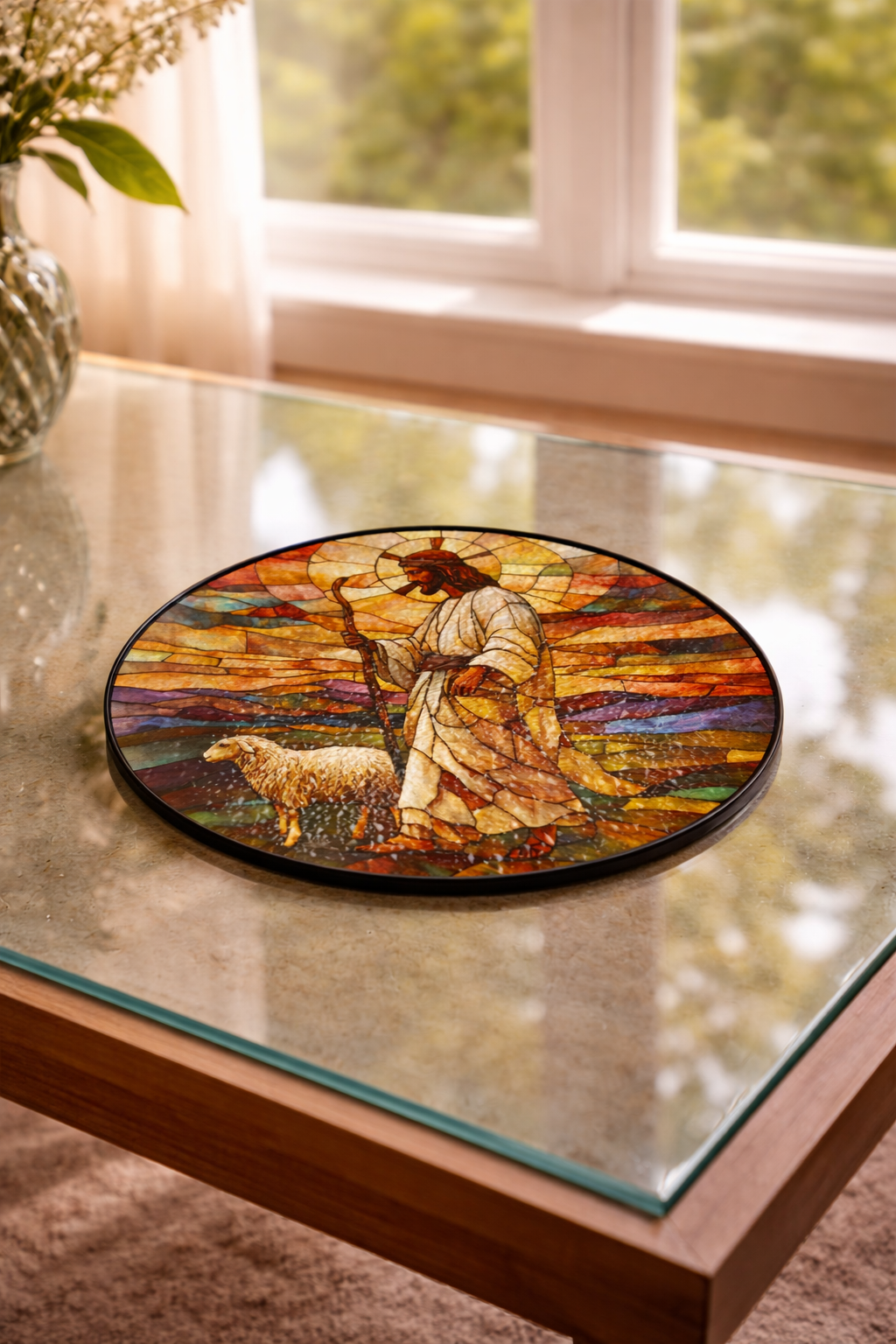 Jesus Shepherd Stained Glass Suncatcher, Christian Window Hanging, Good Shepherd Sun Catcher, Religious Home Decor, Faith Gift, Bible Lover Art SCLAF23