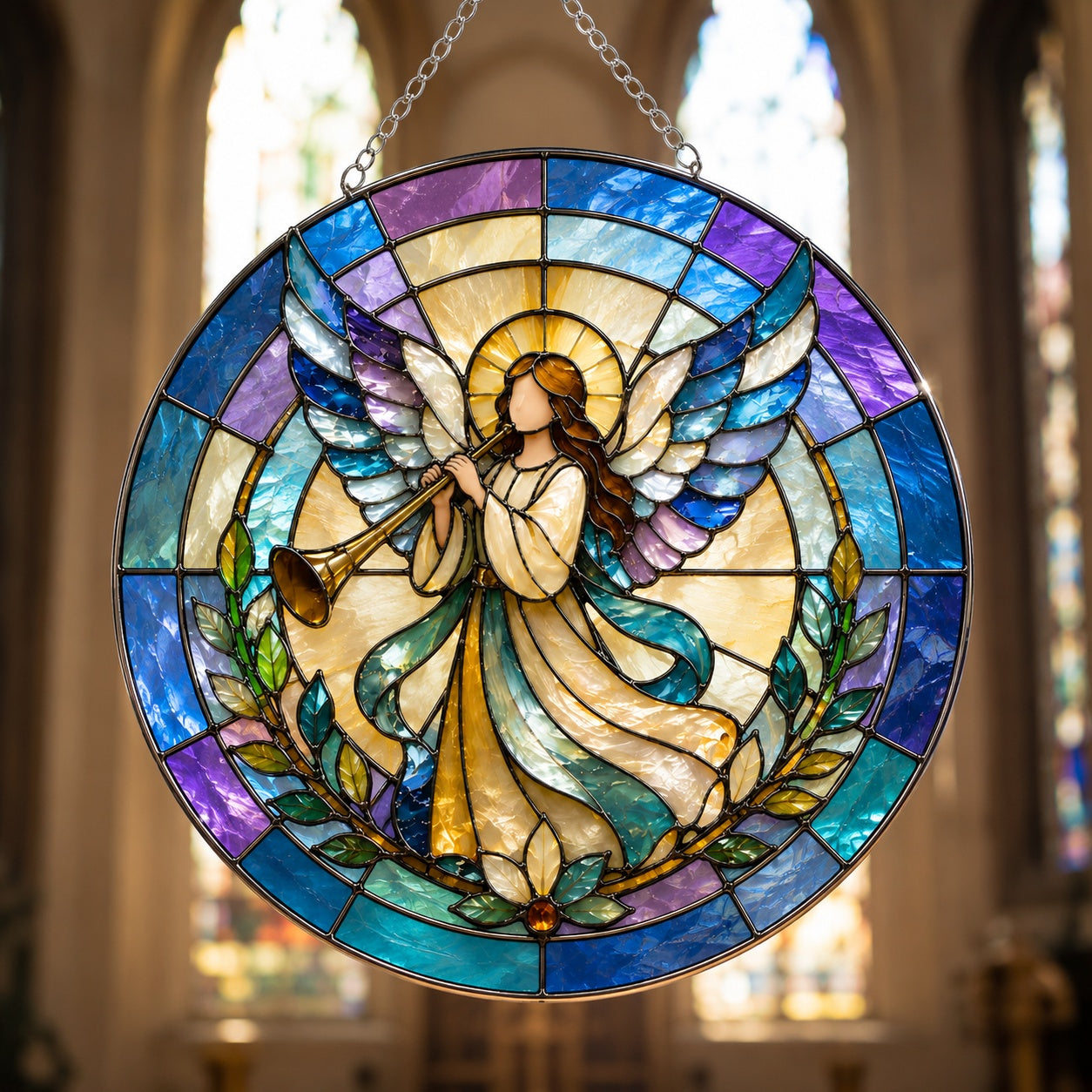 Guardian Angel Stained Glass Suncatcher, Christian Angel Window Hanging, Religious Home Decor, Angel Gift, Faith Decor, Prayer Room Decor GLASS14