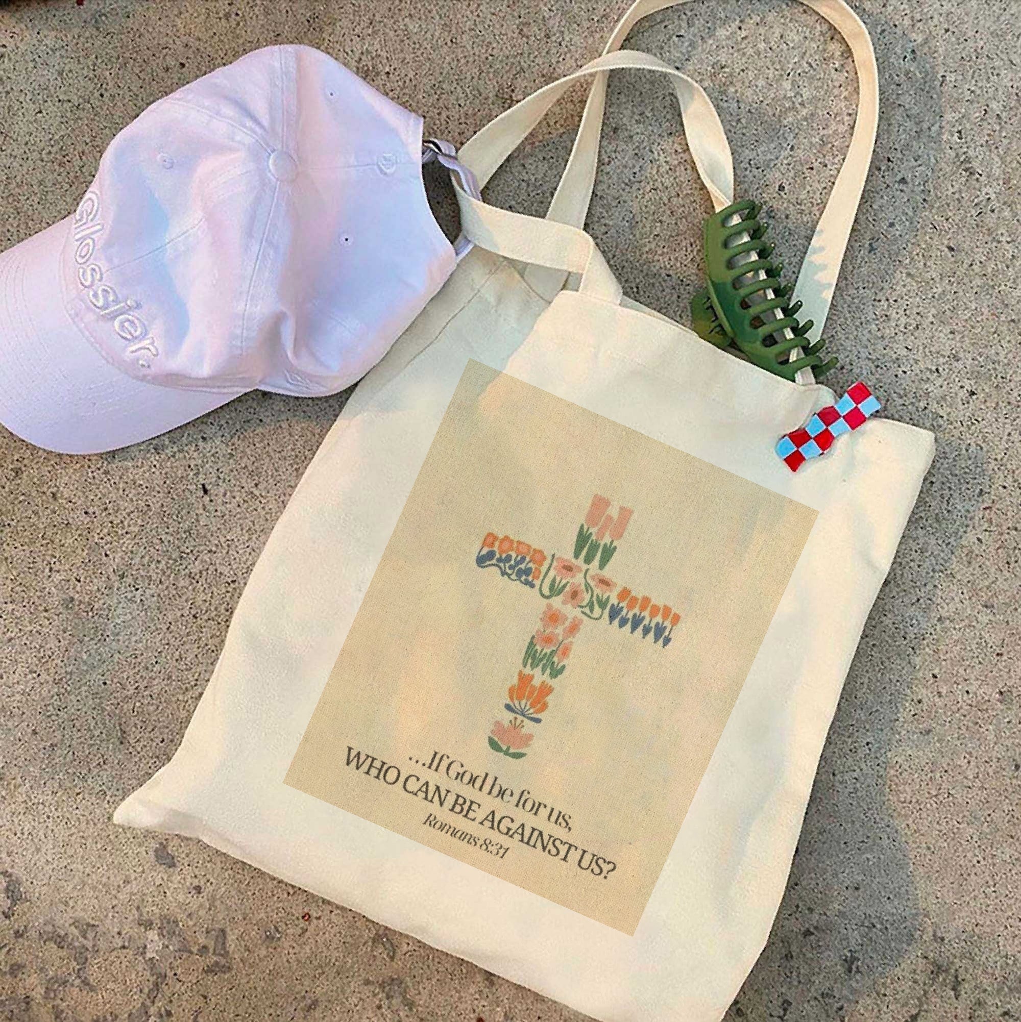 Christian Bible Tote Bag – Faith-Inspired Cotton Canvas Bag for Women – Reusable Scripture Tote – Inspirational Gift – Church & Daily Use TBLAF15