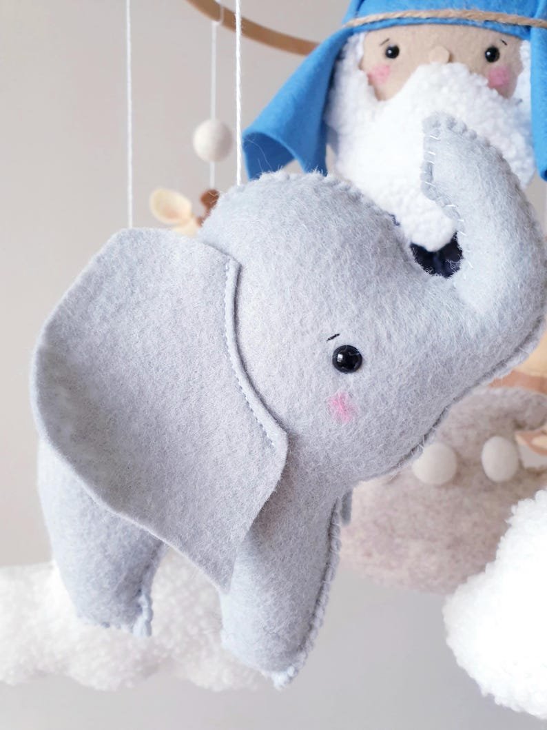 Personalized Noah's Ark Felt Baby Mobile, Handmade Christian And Animal Felt Crib Mobile, Christian Nursery Decor, Neutral Crib Mobile, Baby Baptism Gift FELTBMB14