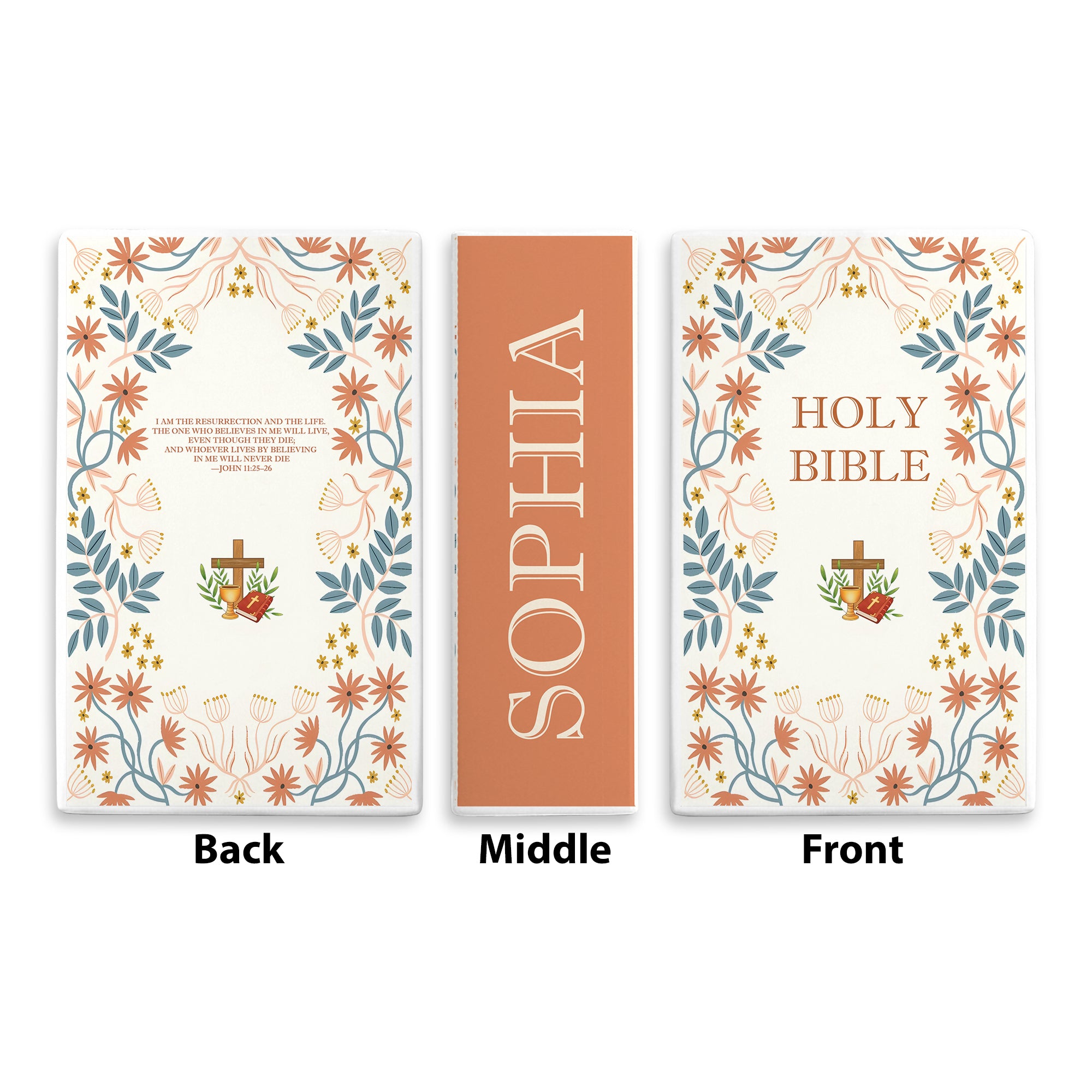 Personalized Ceramic Bible Vase, Resurrection Cross Design with Scripture, Christian Gift for Her, Mother's Day Gift CBLAF15