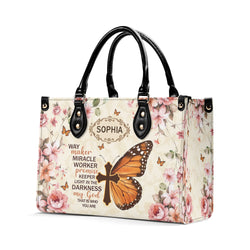 Way Maker Miracle Worker Promise Leather Bag, Personalized Leather Bag With Bible Verse. BLAF13