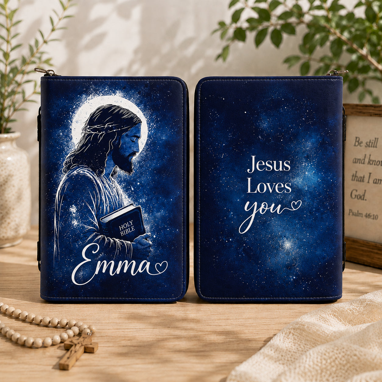 Jesus Holding the Holy Leather Book Cover, Galaxy Christian Bible Cover, Christian Gift, Bible Covers Jesus Gifts BIBLE15