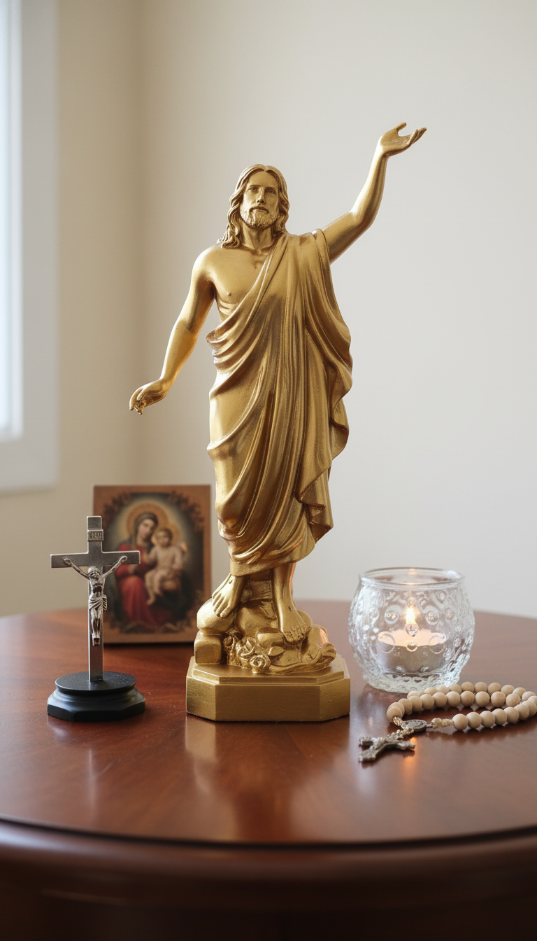 Risen Jesus Christ Statue, Catholic Resurrection Figurine 10cm 15cm, Religious Home Altar Decor, Christian Devotional Statue, Catholic Gift
