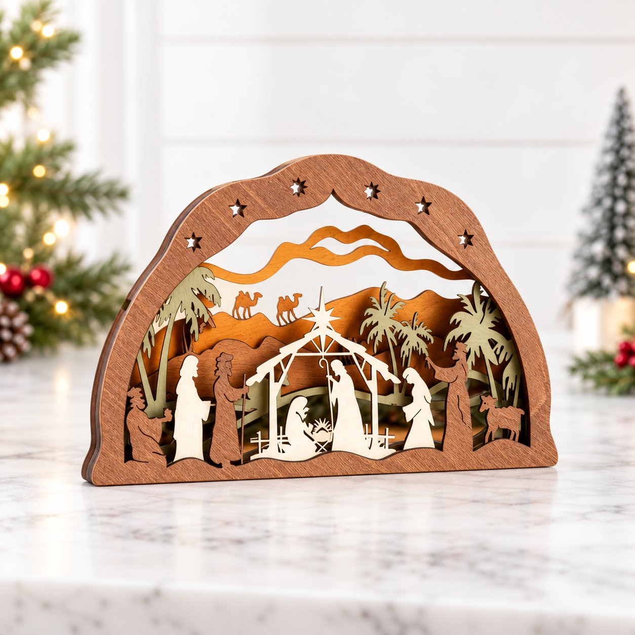 Nativity Christmas Wooden Sign, Christian Wooden Block Decor, Nativity Scene Holiday Decor, Jesus Birth Religious Home Decoration, Christian Christmas Shelf Sitter Gift WSXM11