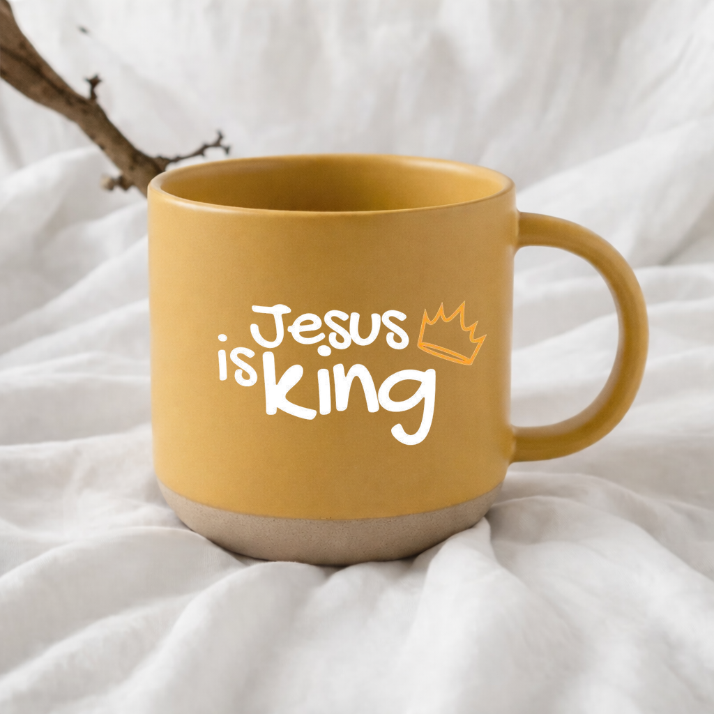 Jesus Is King Coffee Mug, Christian Mug, Faith Gift for Women, Religious Pottery Cup