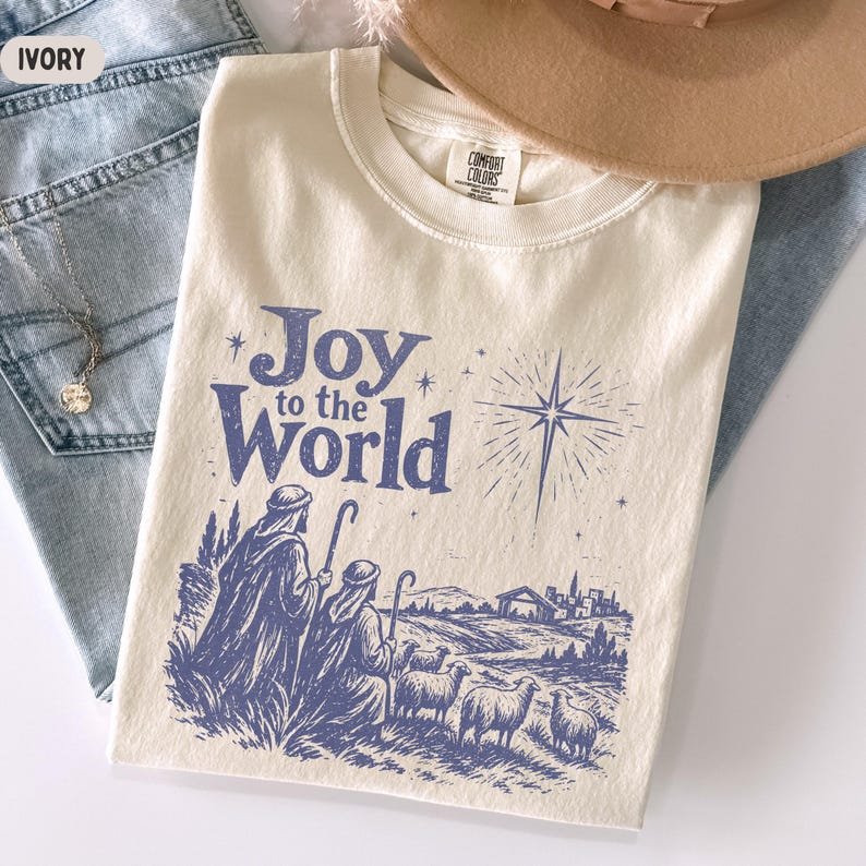 Vintage Christian Christmas Shirt, Nativity Shepherd Shirt, Sunday School Teacher and Church Choir Holiday Gift CFNE15
