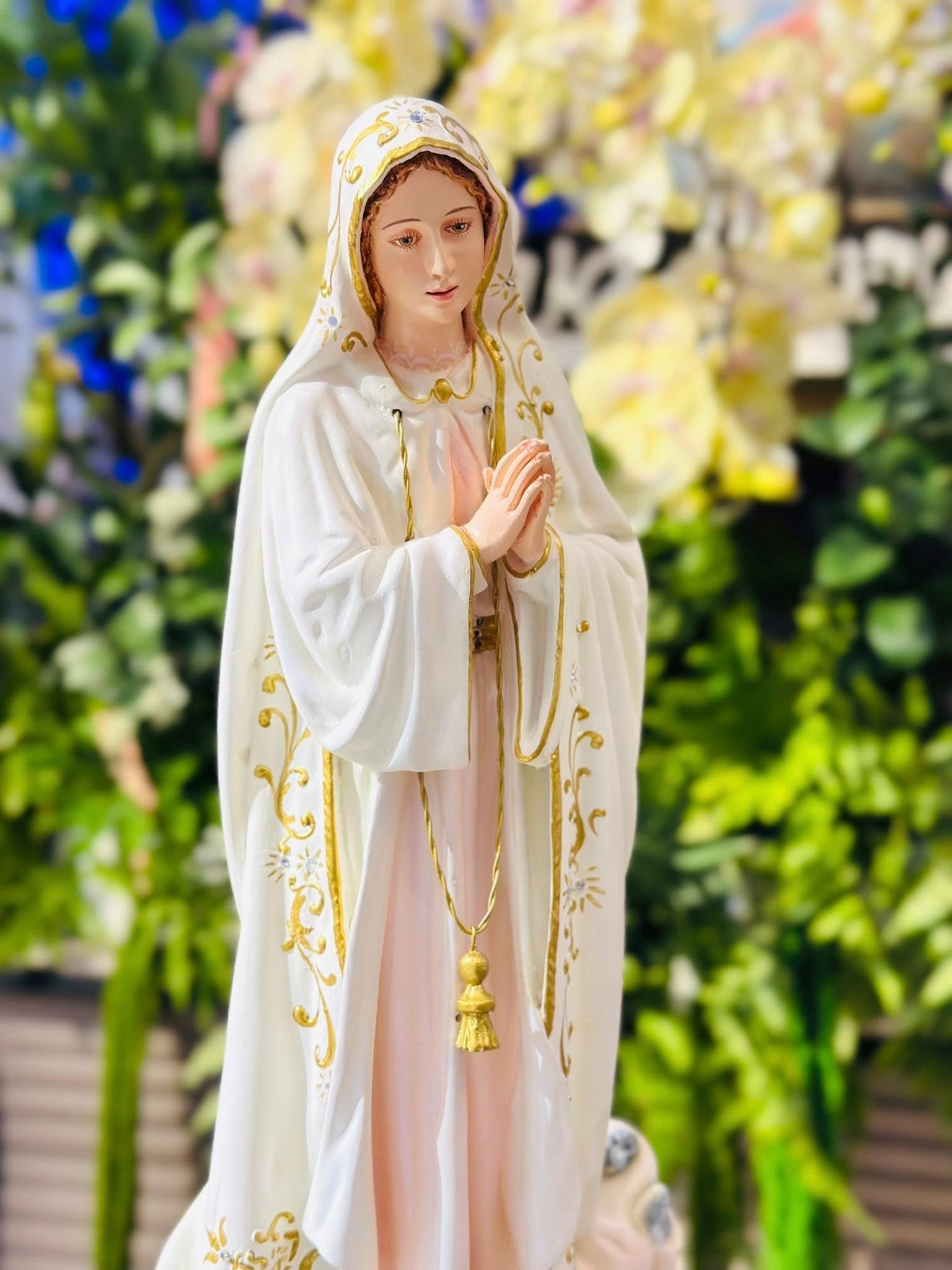 Virgin Mary Our Lady of Fatima Statue, Our Lady of Fatima Catholic Statue, Blessed Virgin Mary Figurine Catholic Religious Figurine for Home Altar, Church Decor and Prayer Room CP11