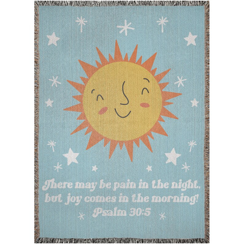 Custom Text Woven Blanket, Personalized Bible Verse Christian Blanket, Trendy Jesus Blankets, Minimalist Happy Sun, Christian Home Decor WBLAF15
