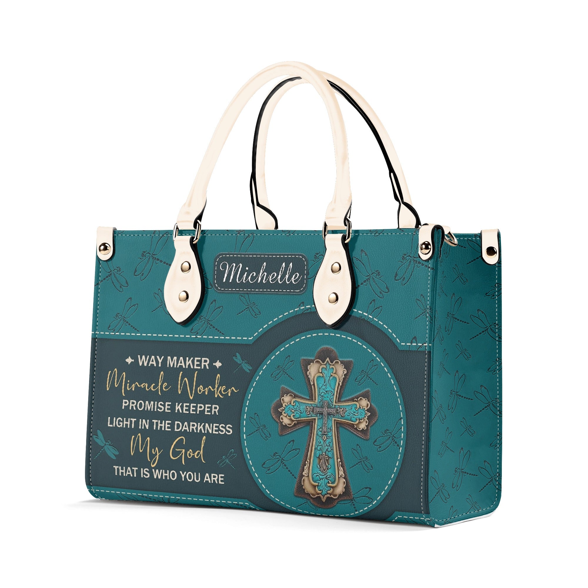 Way Maker Miracle Worker Leather Bag, Custom Leather Handbag With Bible Verse, BLAF15