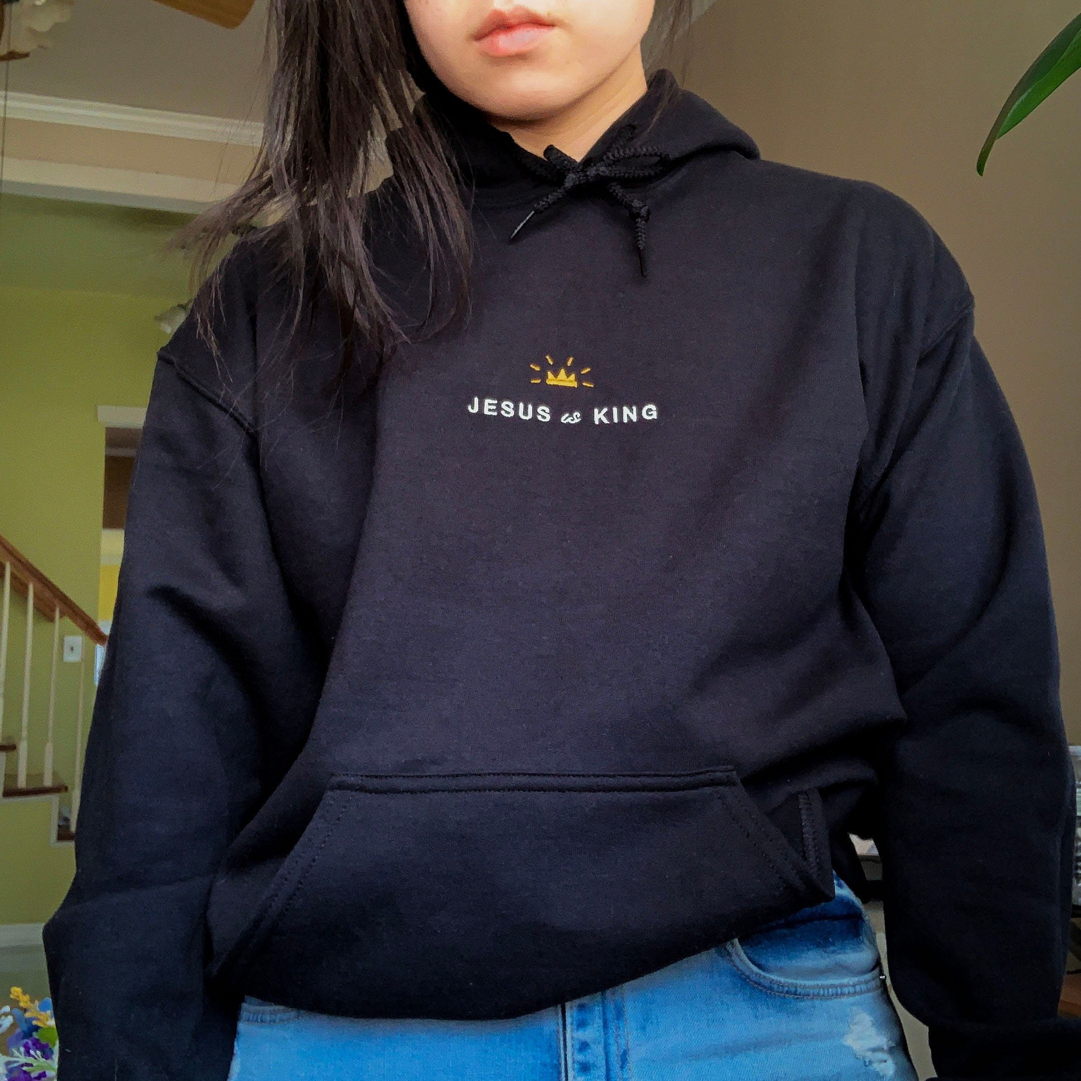 Jesus is King Embroidered Sweatshirts, Christian Hoodie, Christian Embroidered, Faith Hoodie Embroidered, Christmas Gifts, Christian Apparel