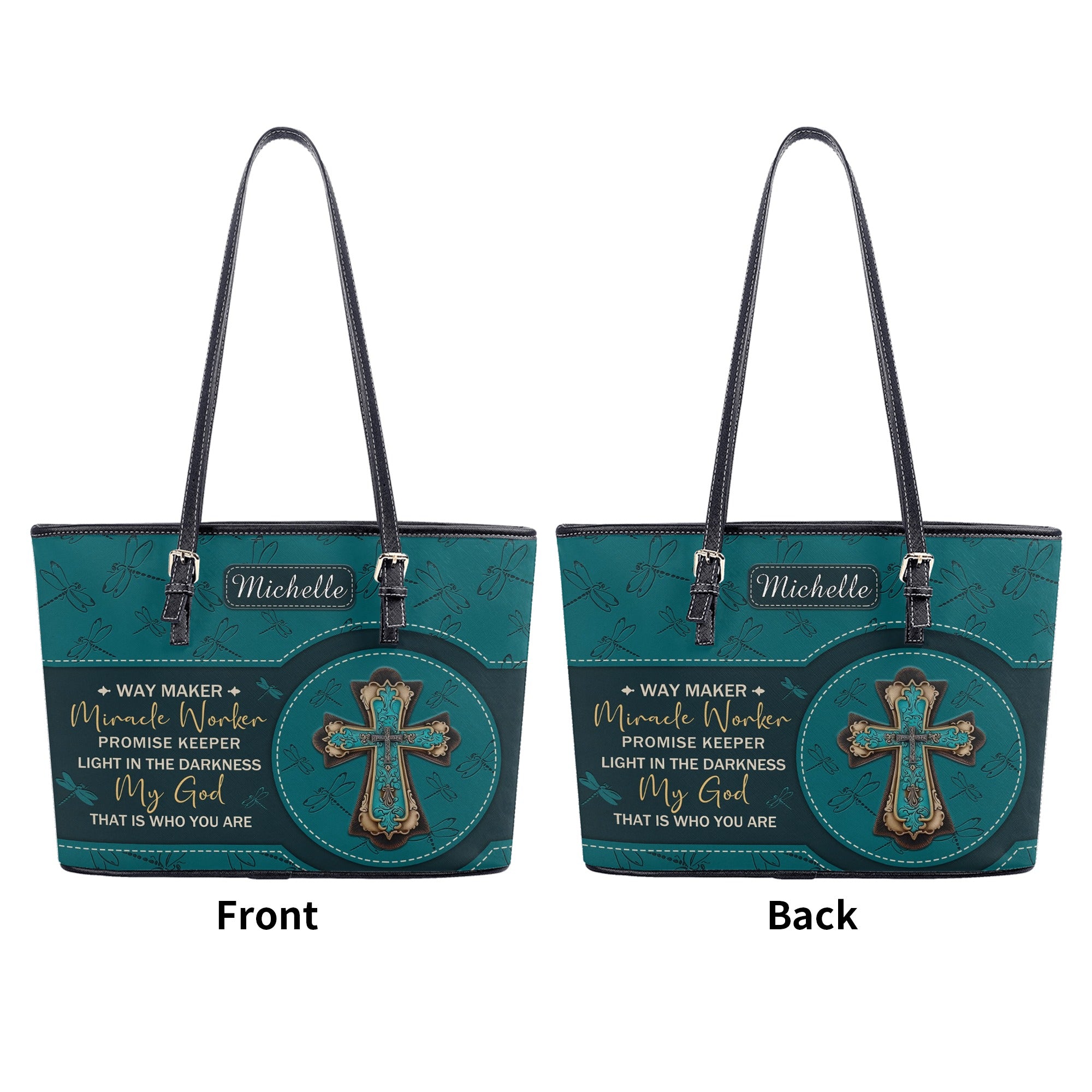 Way Maker Miracle Worker Leather Bag, Custom Leather Handbag With Bible Verse, BLAF15