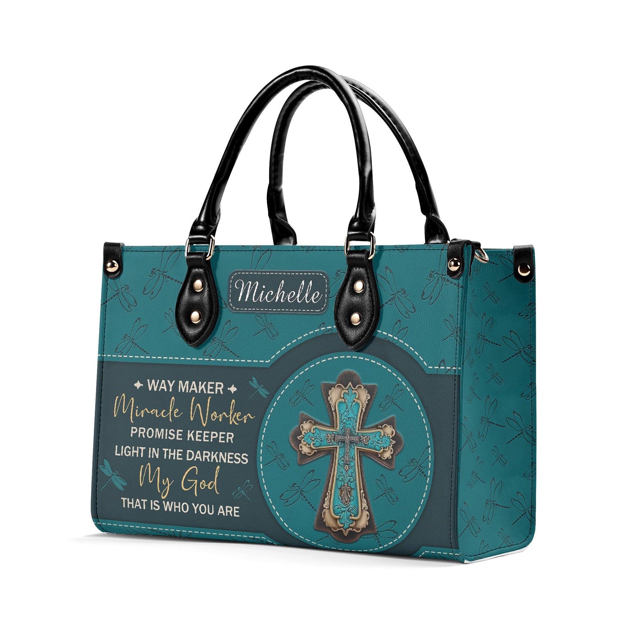 Way Maker Miracle Worker Leather Bag, Custom Leather Handbag With Bible Verse, BLAF15