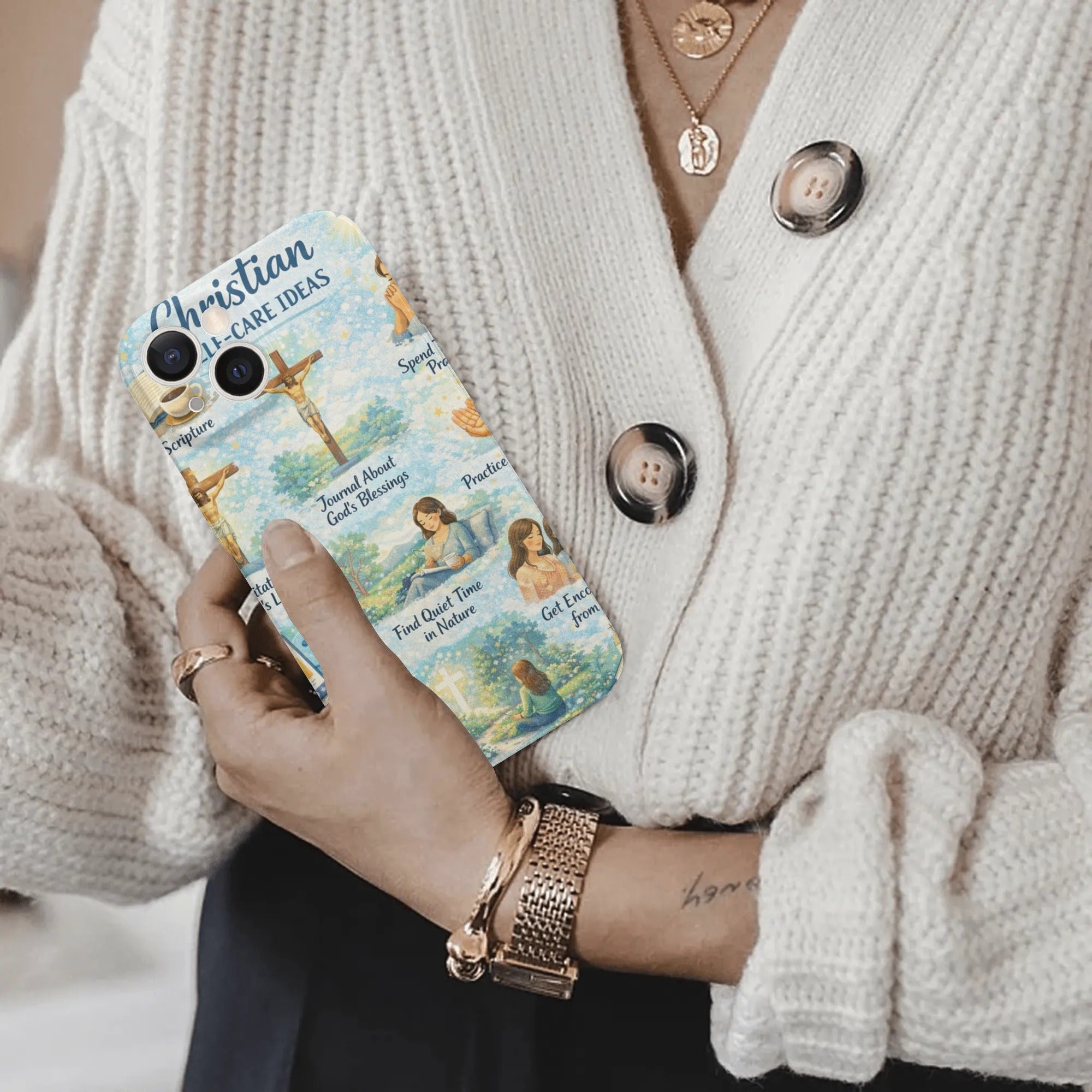Christian Self Care Phone Case, Faith Reminder iPhone Case, Scripture & Prayer Art Cover, Christian Aesthetic Case, Religious Gift PCLAF76