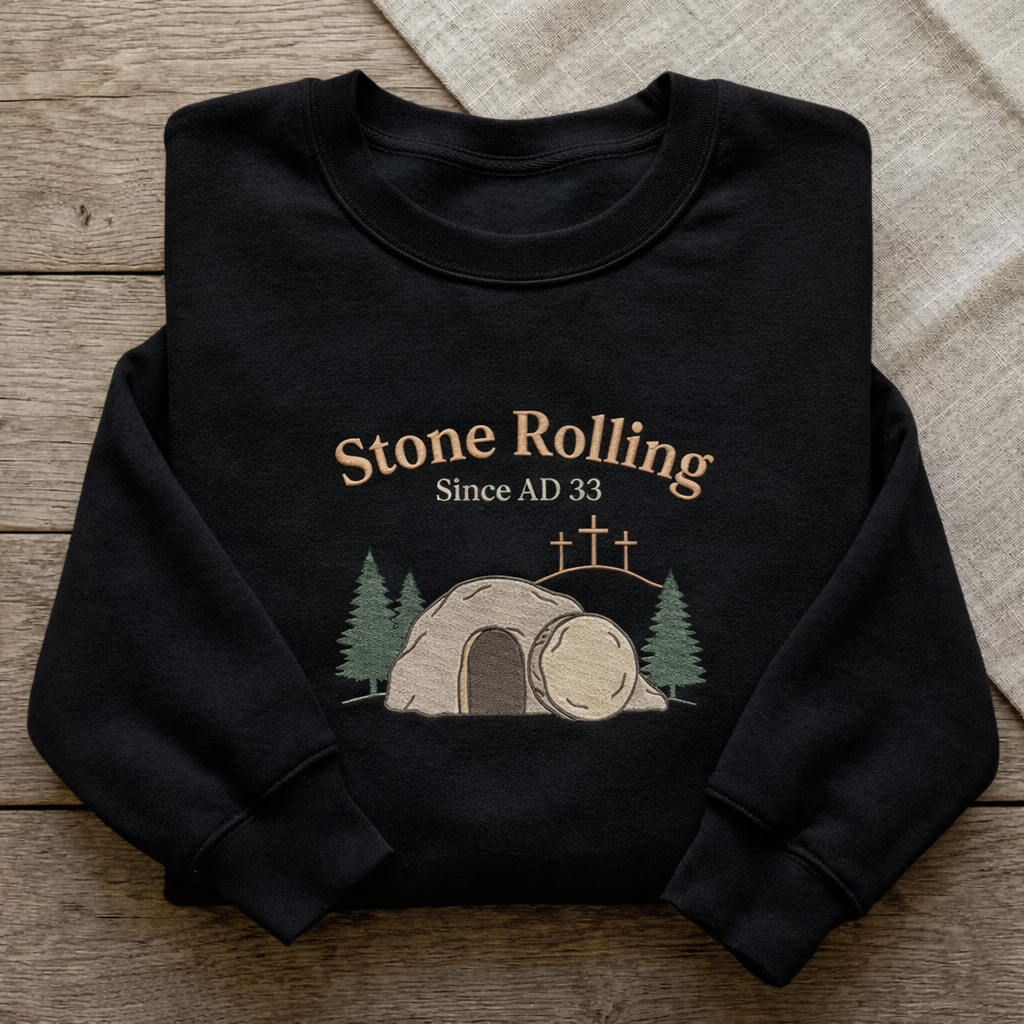 Stone Rolling Since AD 33 Easter Sweatshirt, Christian Easter Shirt, He Is Risen Crewneck, Empty Tomb Faith Gift, Resurrection Sunday Apparel GEMB36