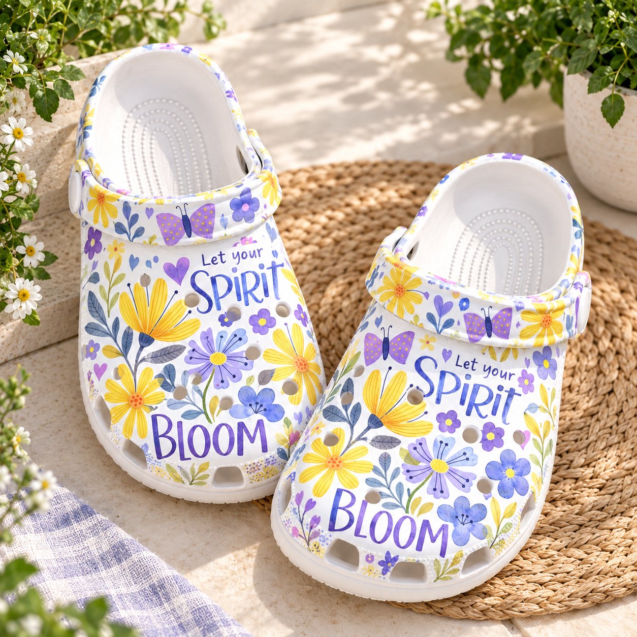 Let Your Spirit Bloom Christian Clog Shoes, Floral Faith Slip On Clogs, Christian Gift, Kid Adult Comfort Clogs Shoes CLOGS39