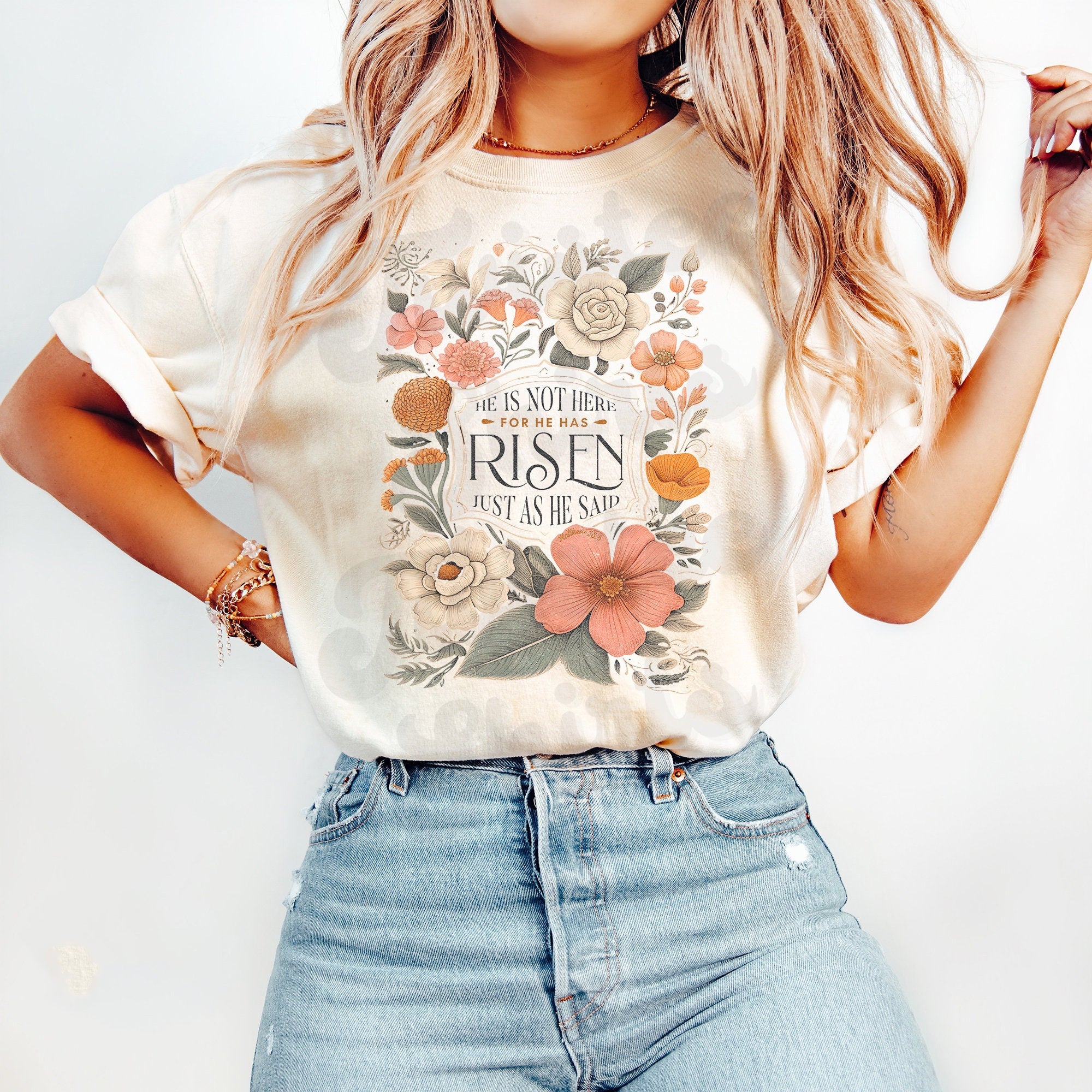 Christian Comfort Colors® Shirt - He Is Not Here For He Has Risen Shirt - Womens Christian Religious Tee & Sweatshirt