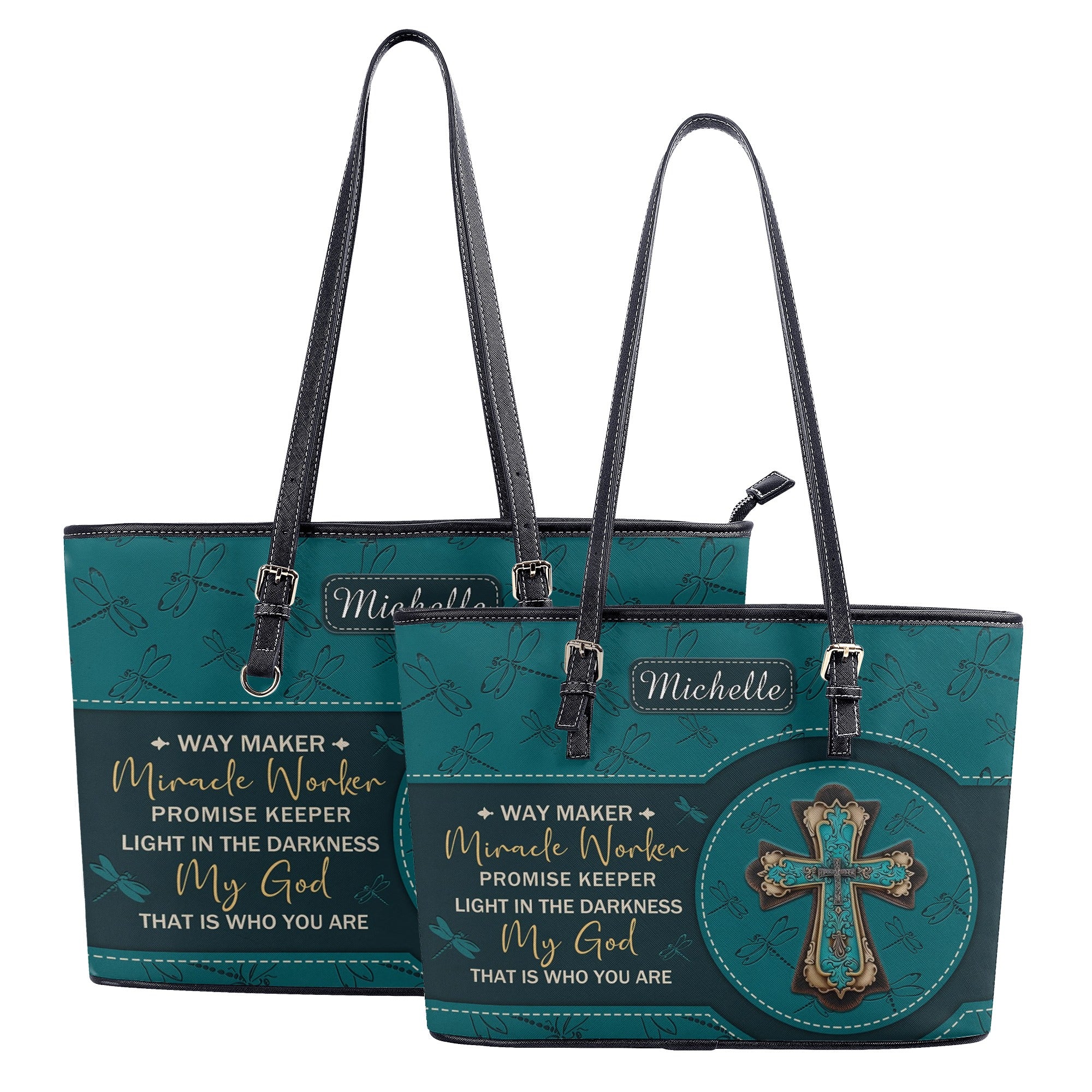 Way Maker Miracle Worker Leather Bag, Custom Leather Handbag With Bible Verse, BLAF15