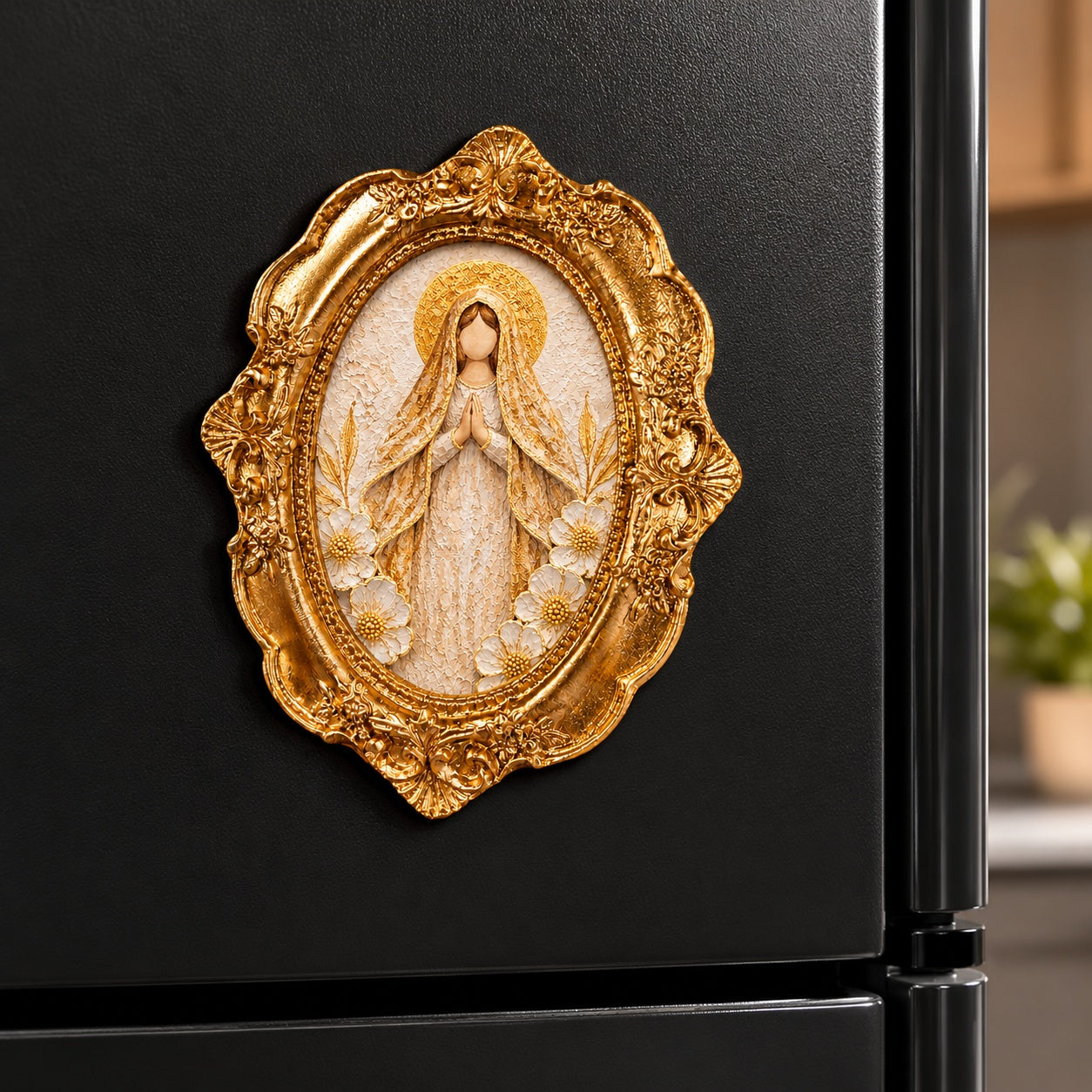 Holy Family and Angel Art Photo Frame Magnet, Decorative Religious Fridge Magnet, Christian Gift, Mini Picture Frame Magnet PM16